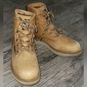 Georgia Boots Waterproof Wedge Work Boots Lace Up Brown GB00133 Grunge